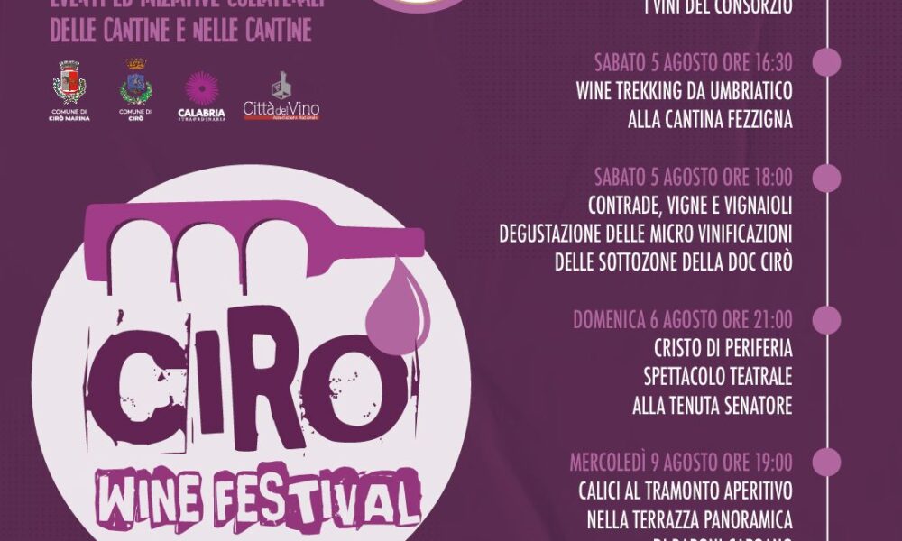 Trekking tra le vigne, degustazioni e aperitivi in cantina per il Cirò Wine Festival