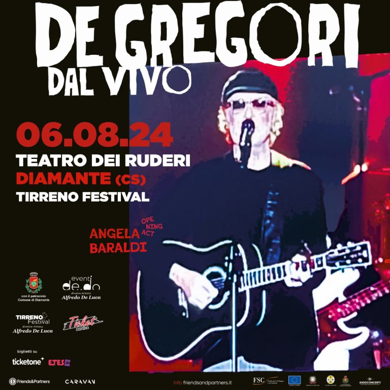 Francesco De Gregori ritorna in Calabria: ad agosto i concerti a Diamante e Cirò Marina
