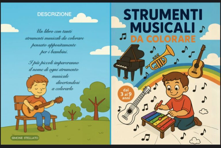 “Strumenti musicali da colorare”: il progetto di Simone Stellato per avvicinare i bambini alla musica